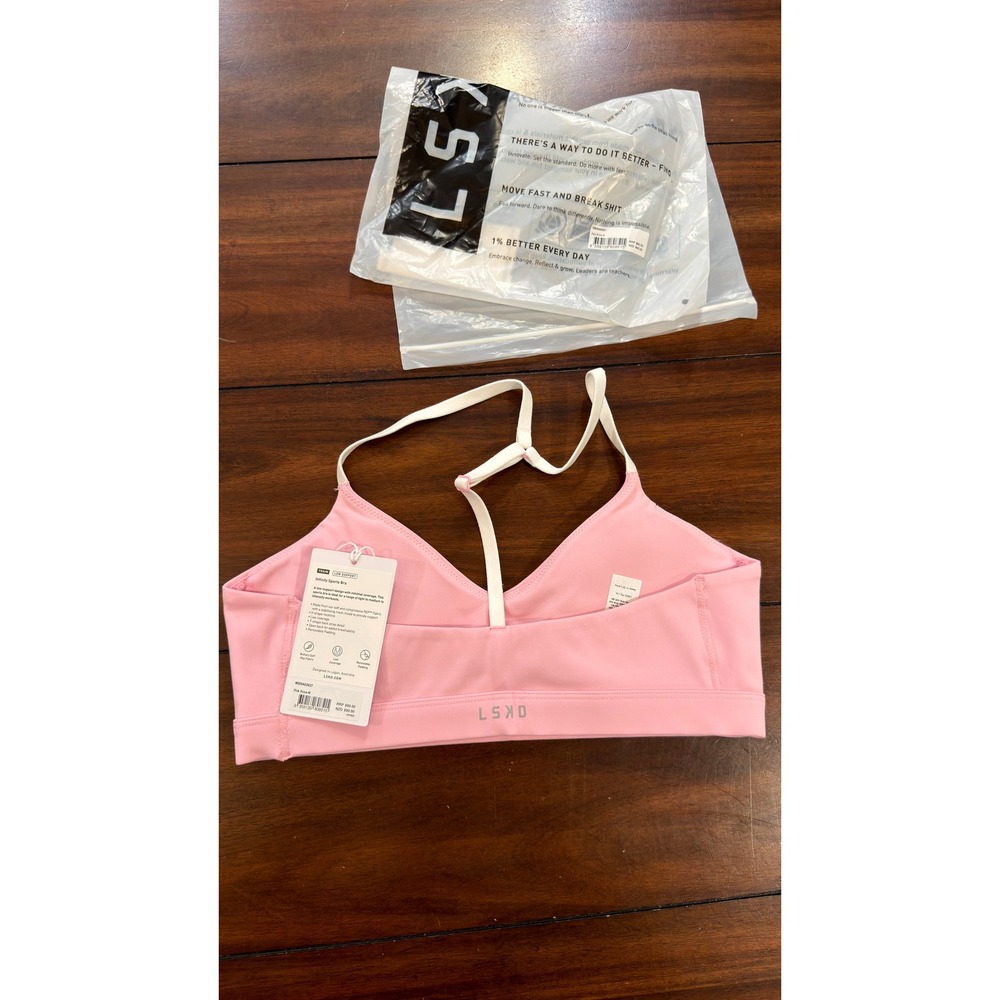 LSKD Infinity Sports Bra Pink Rose Low Support V-Neck Womens Medium NEW NWT - Picture 6 of 16